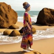 Plus Size Tie Dye Kaftan Dress: Ember Heart Boho Cotton Maxi Robe - Nora - Image 9