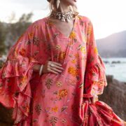 Plus Size Boho Floral Kaftan: Sunset Petal Rayon Maxi Dress - Wild Heart - Image 6