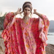 Plus Size Boho Floral Kaftan: Sunset Petal Rayon Maxi Dress - Wild Heart - Image 5