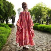 Plus Size Boho Floral Kaftan: Sunset Petal Rayon Maxi Dress - Wild Heart - Image 8