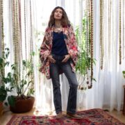 Blush Garden Bloom Velvet Kimono Jacket: Plus Size Boho Duster - Mei - Image 5
