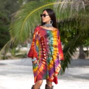 Plus Size Tie Dye Tunic: Handmade Boho Cotton Kaftan Top 1X-3X - Galaxy - Image 10
