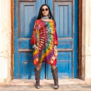 Plus Size Tie Dye Tunic: Handmade Boho Cotton Kaftan Top 1X-3X - Galaxy - Image 5