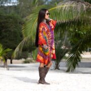 Plus Size Tie Dye Tunic: Handmade Boho Cotton Kaftan Top 1X-3X - Galaxy - Image 8