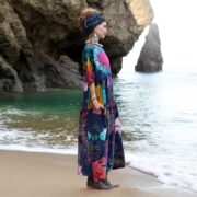 Plus Size Tie Dye Kaftan Dress: Handmade Cotton Babydoll Maxi with Pockets - Kalina - Image 2