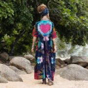 Plus Size Tie Dye Kaftan Dress: Handmade Cotton Babydoll Maxi with Pockets - Kalina - Image 9
