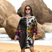 Handmade Galaxy Tie-Dye Tunic Dress: Boho Cotton Caftan Kimono - Image 6