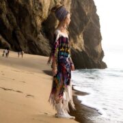 Boho Tie Dye Fringe Tunic Dress: Handmade Cotton Kaftan Cover Up - Arlo - Image 2