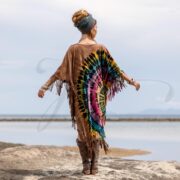 Plus Size Boho Tie-Dye Fringe Tunic Dress: Handmade Cotton Kaftan - Arlo - Image 3