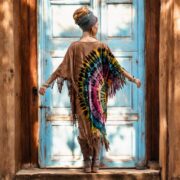 Plus Size Boho Tie-Dye Fringe Tunic Dress: Handmade Cotton Kaftan - Arlo - Image 7