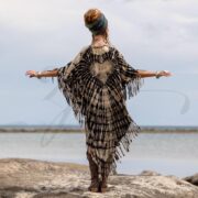 Hand-Dyed Tie-Dye Fringe Kaftan Dress: Plus Size Boho Festival Poncho - Arlo - Image 3