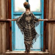 Hand-Dyed Tie-Dye Fringe Kaftan Dress: Plus Size Boho Festival Poncho - Arlo - Image 6
