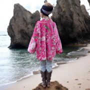 Rosewater Pink Velvet Kimono Robe: Boho Floral Cotton Jacket - Mei - Image 3