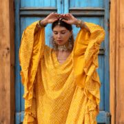 Boho Kaftan Maxi Dress: Solar Nectar Rayon Ruffle Gown - Wild heart - Image 9