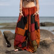 Handmade Boho Patchwork Cotton Pants: Plus Size Festival Trousers - Chesa - Image 4
