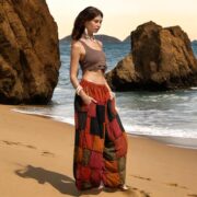 Handmade Boho Patchwork Cotton Pants: Plus Size Festival Trousers - Chesa - Image 10