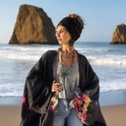 Tie Dye Kimono Duster: Boho Patchwork Cotton Robe - Veda - Image 8