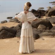 Sheer Cotton Voile Maxi Dress: Boho Beach Wedding Gown - Beata - Image 3