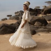 Sheer Cotton Voile Maxi Dress: Boho Beach Wedding Gown - Beata - Image 5