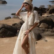 Sheer Cotton Voile Maxi Dress: Boho Beach Wedding Gown - Beata - Image 4