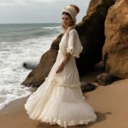 Sheer Cotton Voile Maxi Dress: Boho Beach Wedding Gown - Beata - Image 10