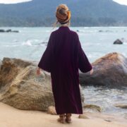 Silky Boho Velvet Kimono Robe – Plum Festival Duster Coat | Mai by ZinniaPearl - Image 3