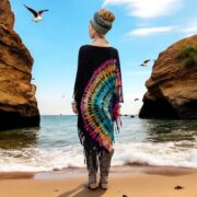 Rainbow Tie-Dye Fringe Tunic Dress: Handmade Boho Cotton Kaftan, Plus Size Inclusive - Arlo - Image 6