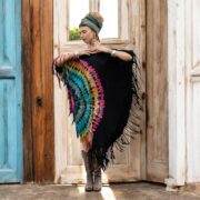 Rainbow Tie-Dye Fringe Tunic Dress: Handmade Boho Cotton Kaftan, Plus Size Inclusive - Arlo - Image 9