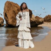 Off-Shoulder Boho Wedding Dress: Tiered Cotton Maxi Dress - Lucia - Image 6