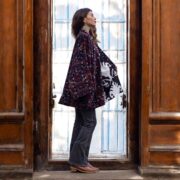 Boho Velvet Kimono Jacket: Hand Block Print Raven Indigo, Plus Size - Mei - Image 6