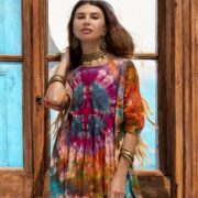 Plus Size Tie-Dye Jumpsuit: Handmade Cotton Romper with Peace Symbol - Sadie - Image 10