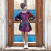 Plus Size Tie-Dye Tunic Top: Handmade Cotton Boho Caftan, Aurora Flame - Celestia - Image 5