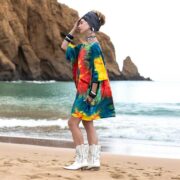 Plus Size Tie-Dye Cotton Caftan Tunic: Boho Festival Dress - Celestia - Image 8