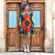 Plus Size Tie-Dye Cotton Caftan Tunic: Boho Festival Dress - Celestia - Image 5