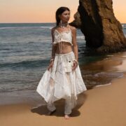 Handmade Boho Patchwork Harem Pants: Ivory Cotton Festival Trousers - Paloma - Image 7