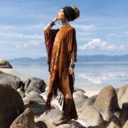 Handmade Tiedye Cotton Poncho: Boho Fringe Festival Wear - Arlo - Image 8