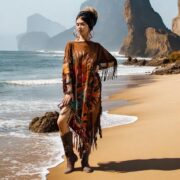 Handmade Tiedye Cotton Poncho: Boho Fringe Festival Wear - Arlo