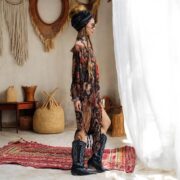 Handmade Tie Dye Poncho Dress: Boho Fringe Cotton Cover-Up - Arlo - Image 6