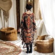 Handmade Tie Dye Poncho Dress: Boho Fringe Cotton Cover-Up - Arlo - Image 7