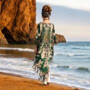 Handmade Tiedye Fringe Kaftan: Boho Festival Cotton Poncho - Arlo - Image 3