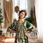 Handmade Tiedye Fringe Kaftan: Boho Festival Cotton Poncho - Arlo - Image 6