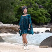 Handmade Tie-Dye Cotton Caftan Dress: Plus Size Boho Tunic Top - Celestia - Image 5