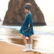 Handmade Tie-Dye Cotton Caftan Dress: Plus Size Boho Tunic Top - Celestia - Image 2