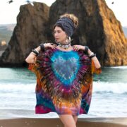 Plus Size Tie-Dye Caftan Dress: Handmade Boho Cotton Tunic - Mystic Heartburst - Celestia - Image 10