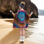 Plus Size Tie-Dye Caftan Dress: Handmade Boho Cotton Tunic - Mystic Heartburst - Celestia - Image 3