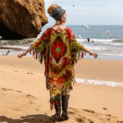 Plus Size Tie-Dye Fringe Tunic: Boho Festival Cotton Kaftan - Arlo - Image 9