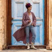 Boho Kimono Duster: Willow Plum Rayon Robe - Bridal Cover-Up - Alura - Image 9