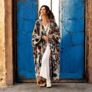 Plus Size Velvet Kimono Duster: Onyx Mandala Boho Robe - Harper Jade - Image 5