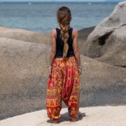 Reversible Kantha Quilted Harem Pants: Boho Festival Lounge Wear - Spiritu - Image 3