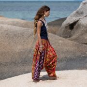Reversible Kantha Quilted Harem Pants: Boho Festival Lounge Wear - Spiritu - Image 2